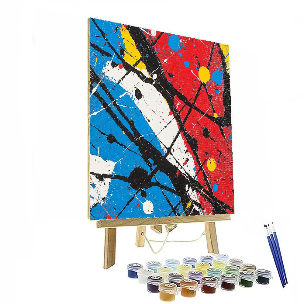 Jackson Pollock Inspired Energy Burst Number painting