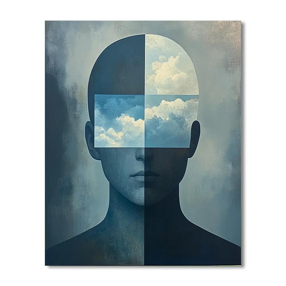 René Magritte Inspired Window Face paint by number