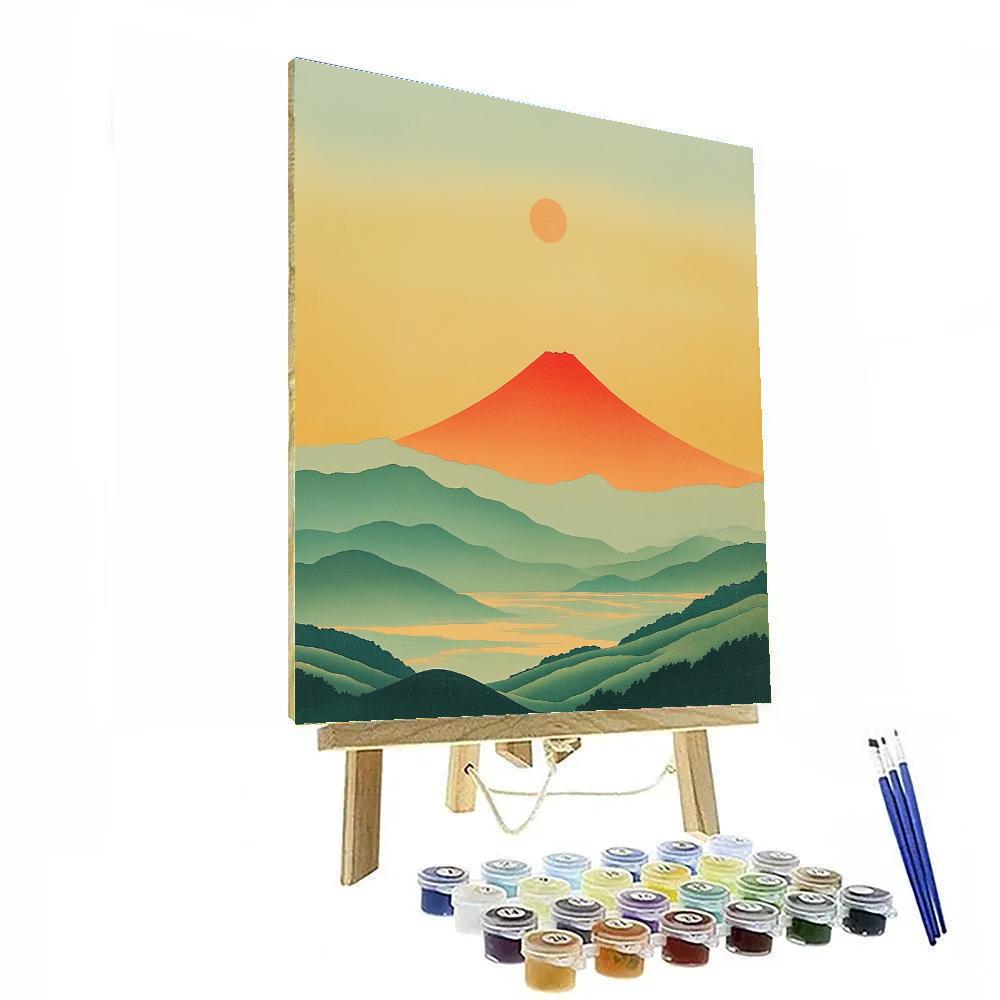 Hokusai Inspired Red Fuji Sunrise Painting by numbers kit