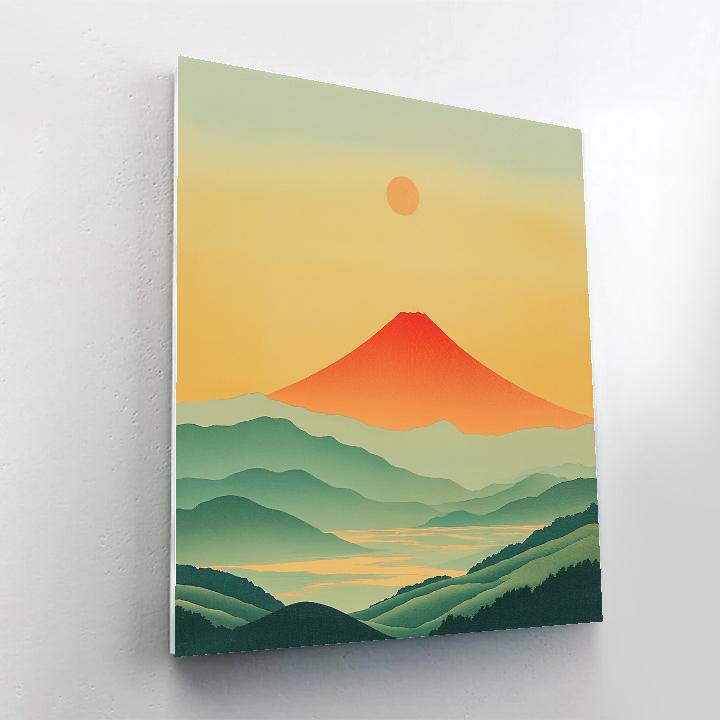 Hokusai Inspired Red Fuji Sunrise Painting by numbers kit