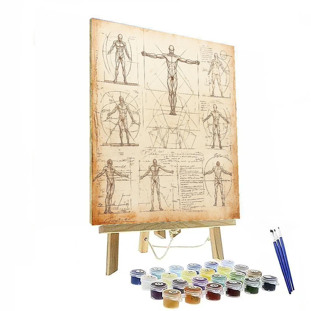 Leonardo Da Vinci Inspired Vitruvian Figures painting number kit