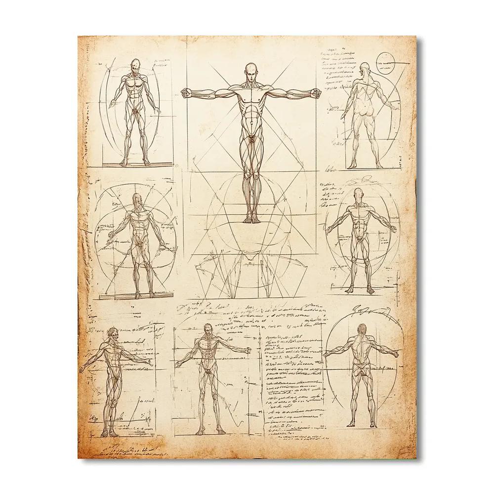 Leonardo Da Vinci Inspired Vitruvian Figures painting number kit