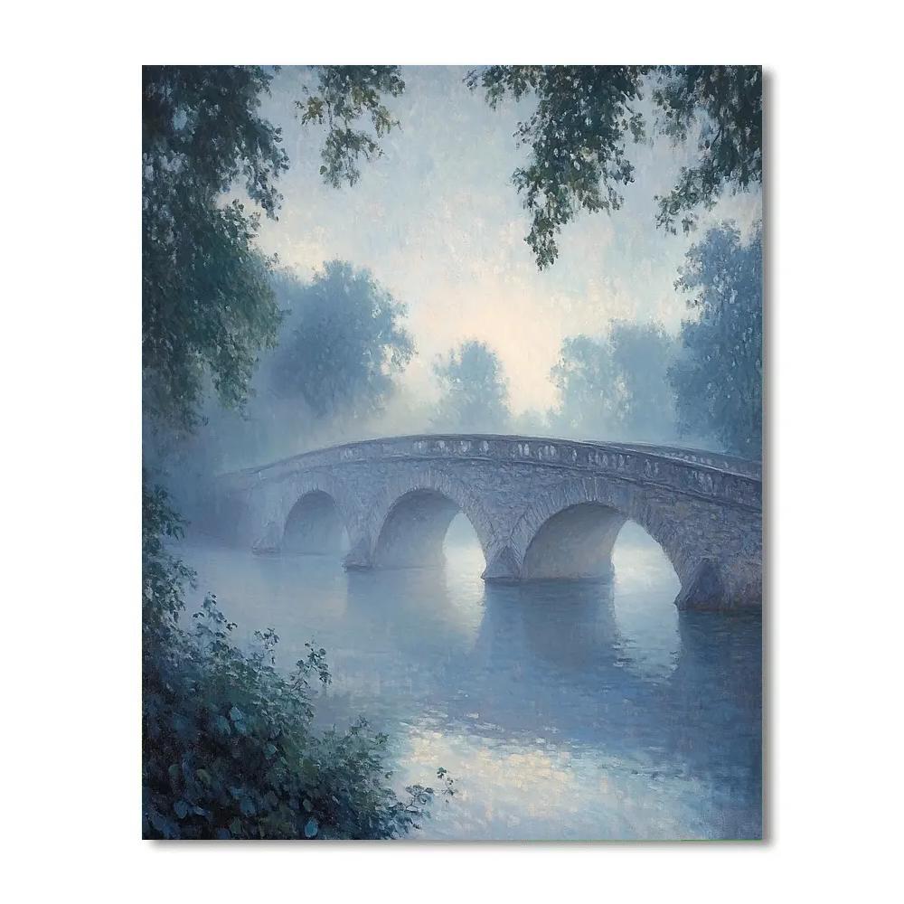 Claude Monet Inspired Foggy Morning Bridge paint by number
