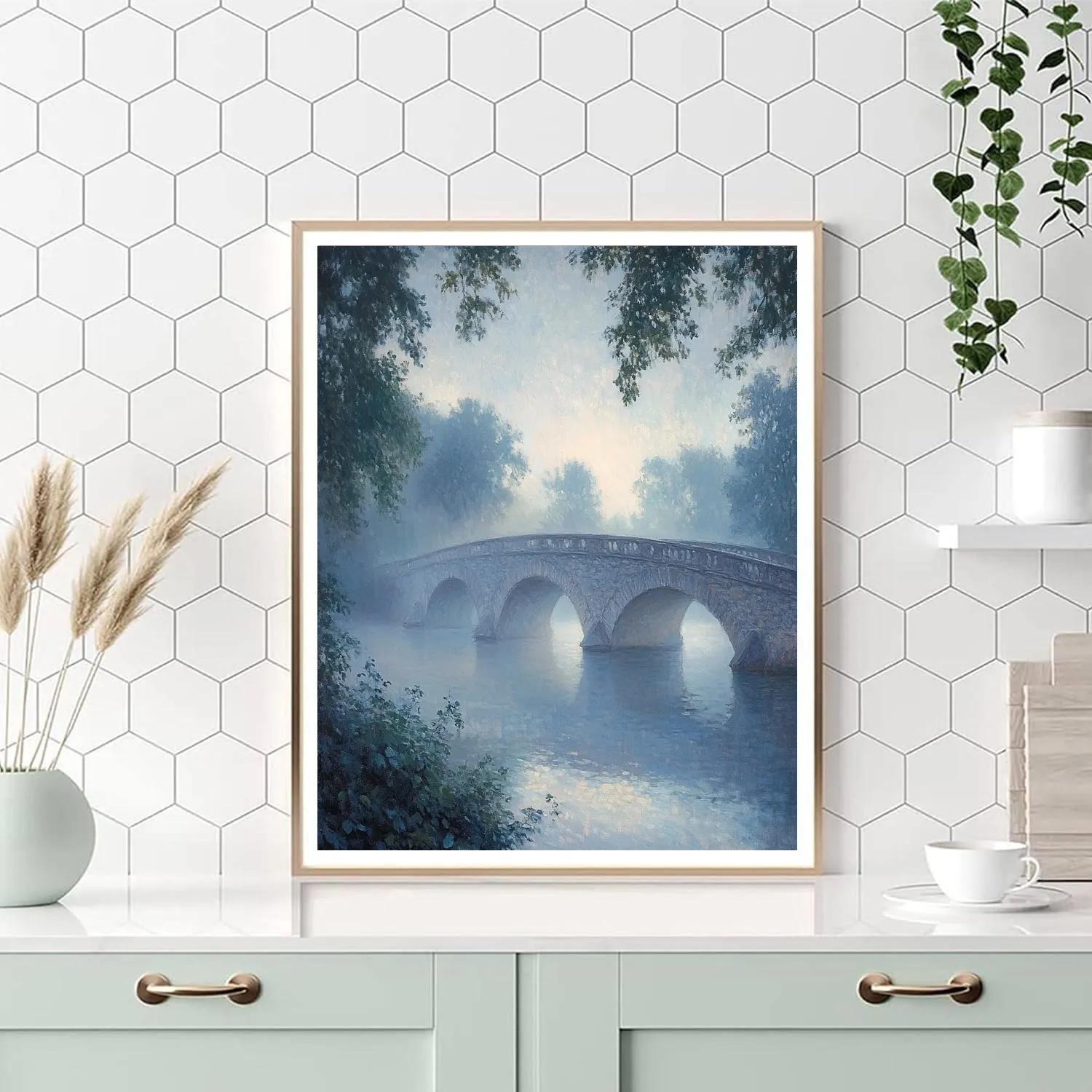 Claude Monet Inspired Foggy Morning Bridge paint by number