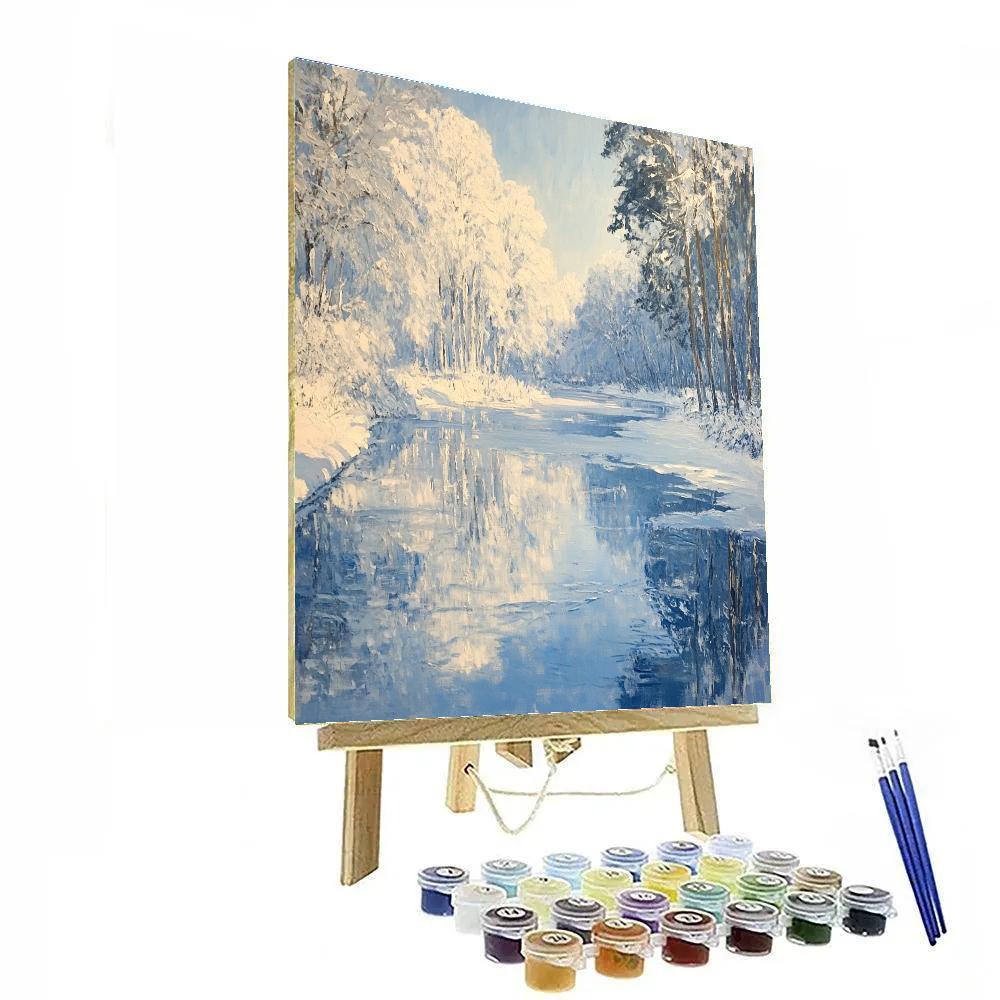 Claude Monet Inspired Winter Pond painting number kit