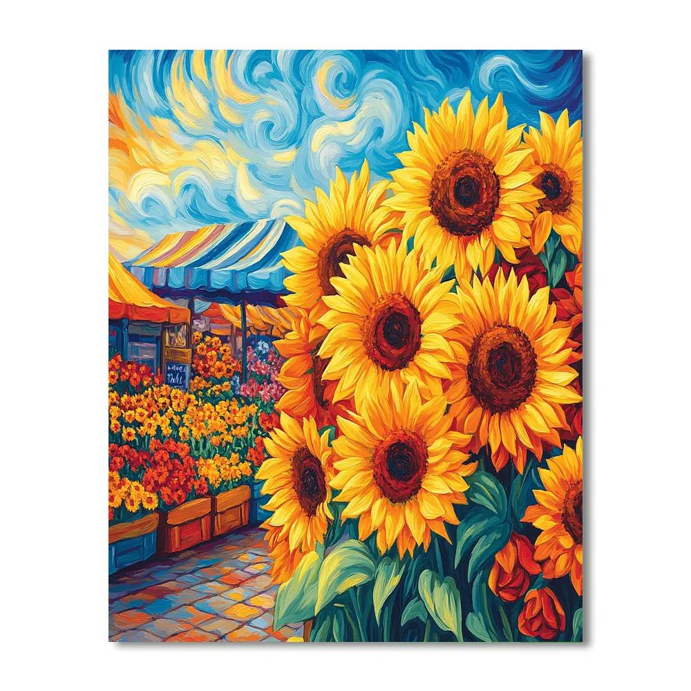 Van Gogh Inspired Flower Market paint by number