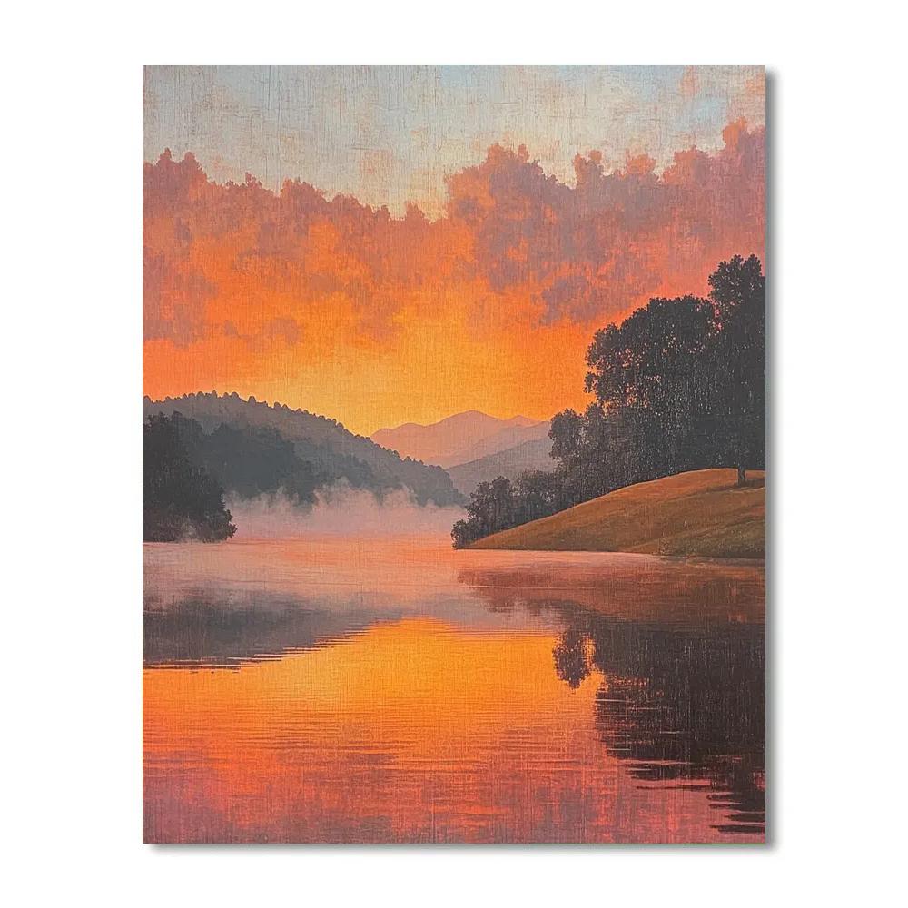 Turner Inspired Sunset Over Hills paint by numbers