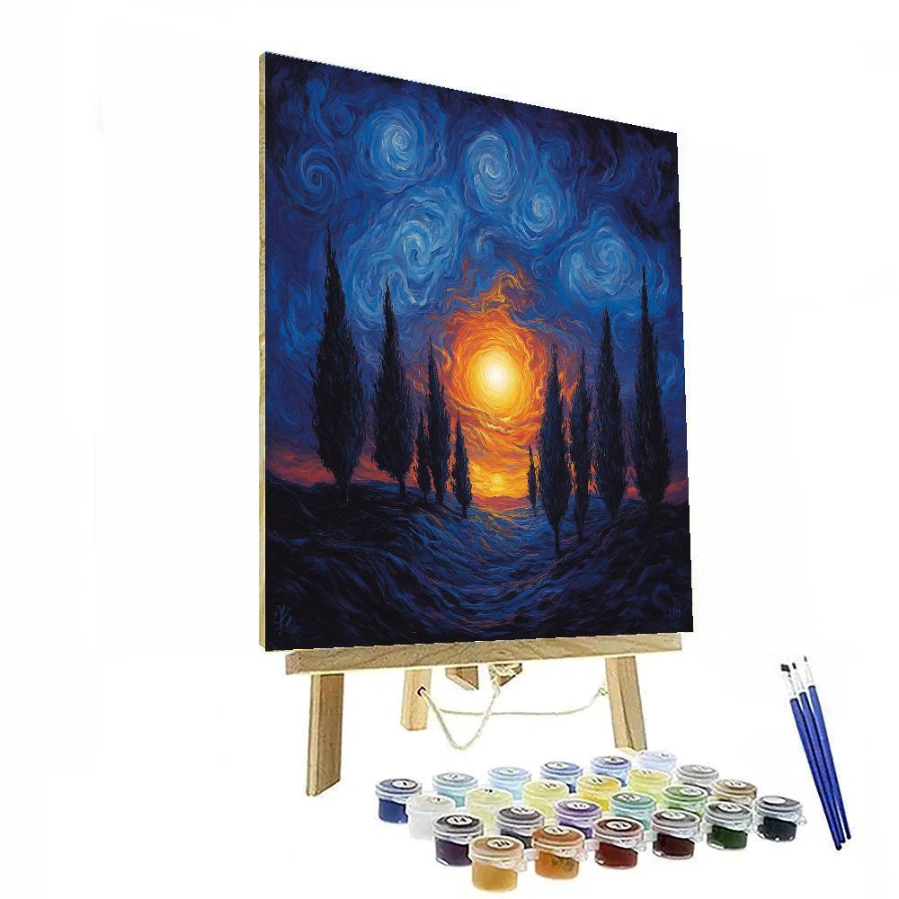 Edvard Munch Inspired Melancholy Landscape paint by numbers