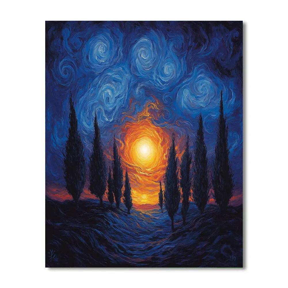 Edvard Munch Inspired Melancholy Landscape paint by numbers