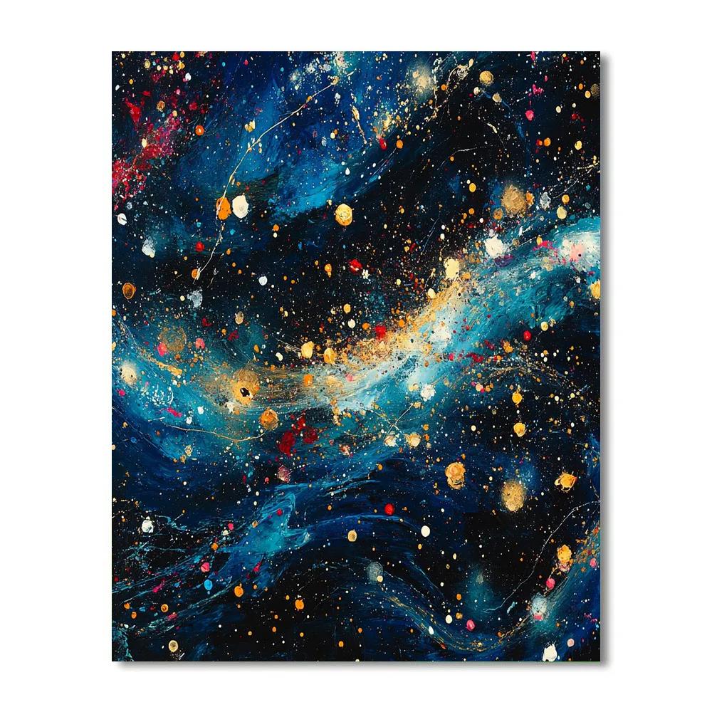 Pollock Inspired Cosmic Dance Number painting