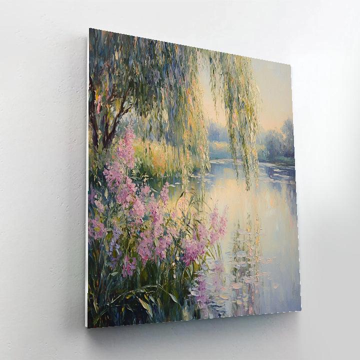 Monet Inspired Reflections Of Dawn paint by number