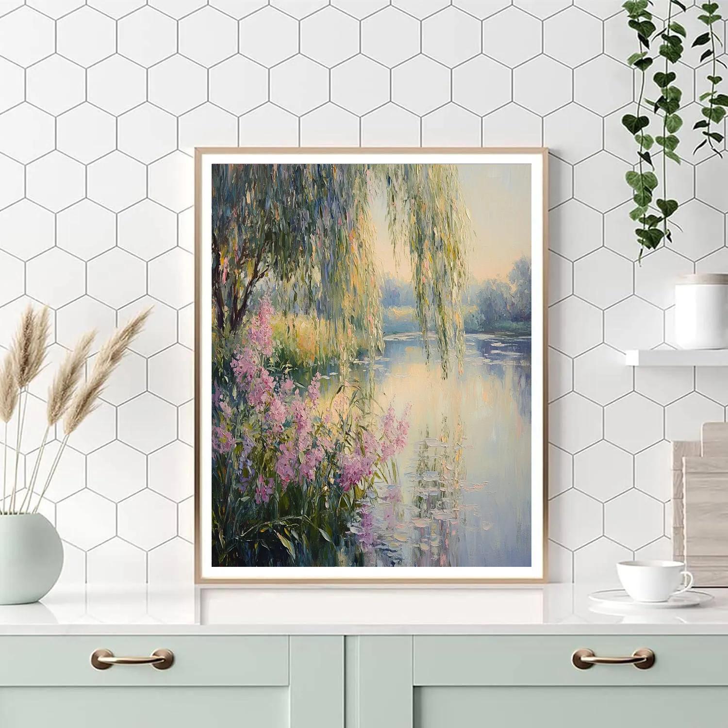 Monet Inspired Reflections Of Dawn paint by number