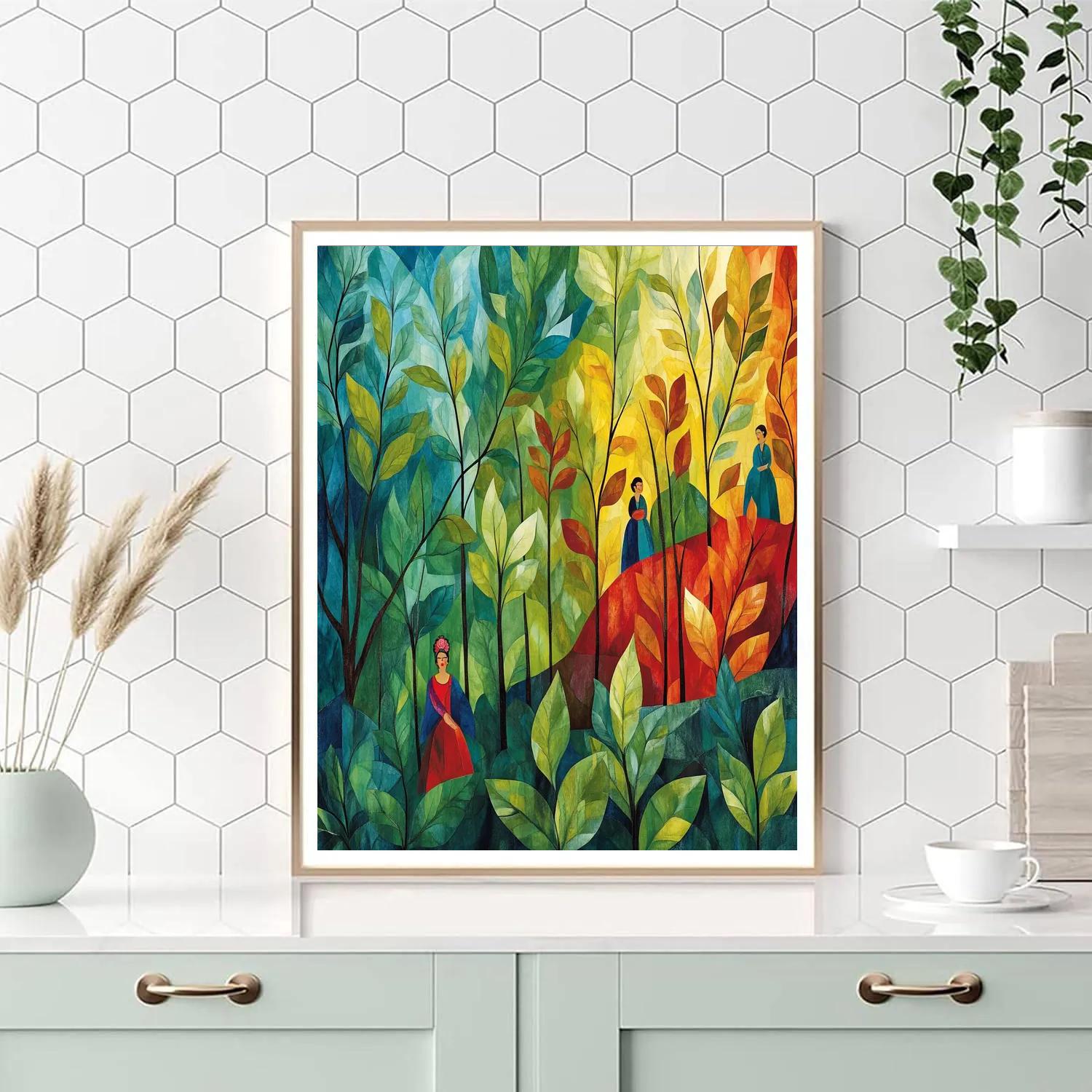 Frida Kahlo Inspired Soulful Landscape paint by color
