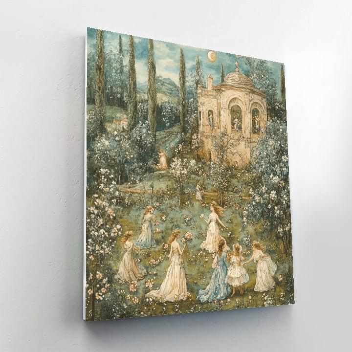 Botticelli Inspired Mythical Nymphs Number painting