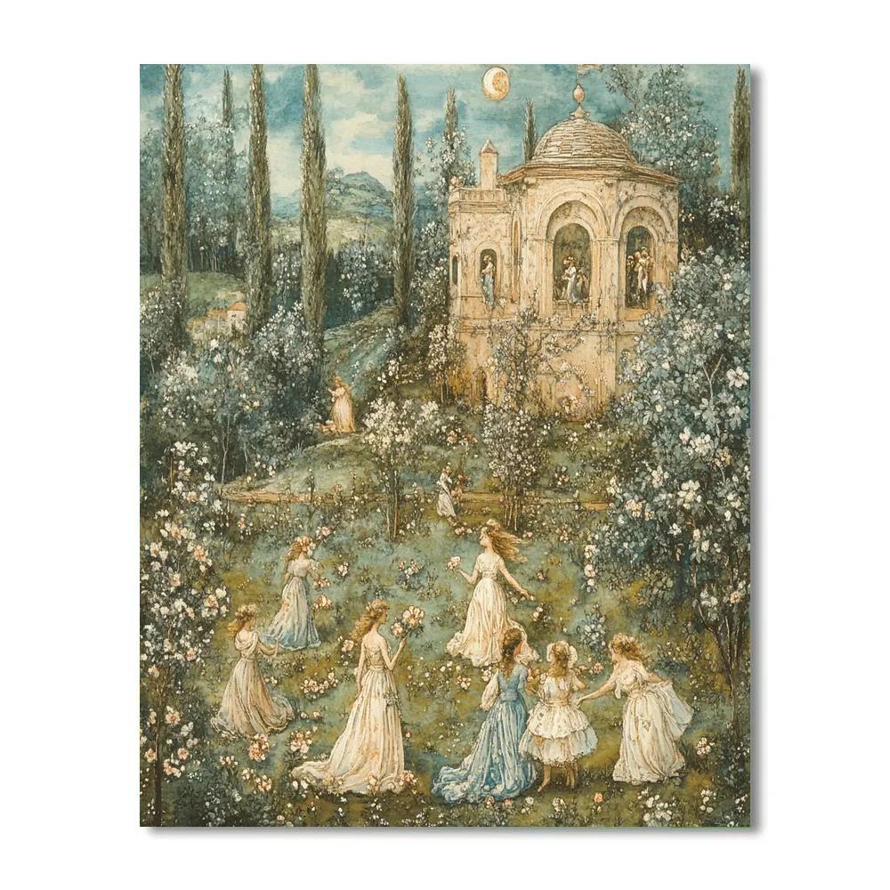 Botticelli Inspired Mythical Nymphs Number painting