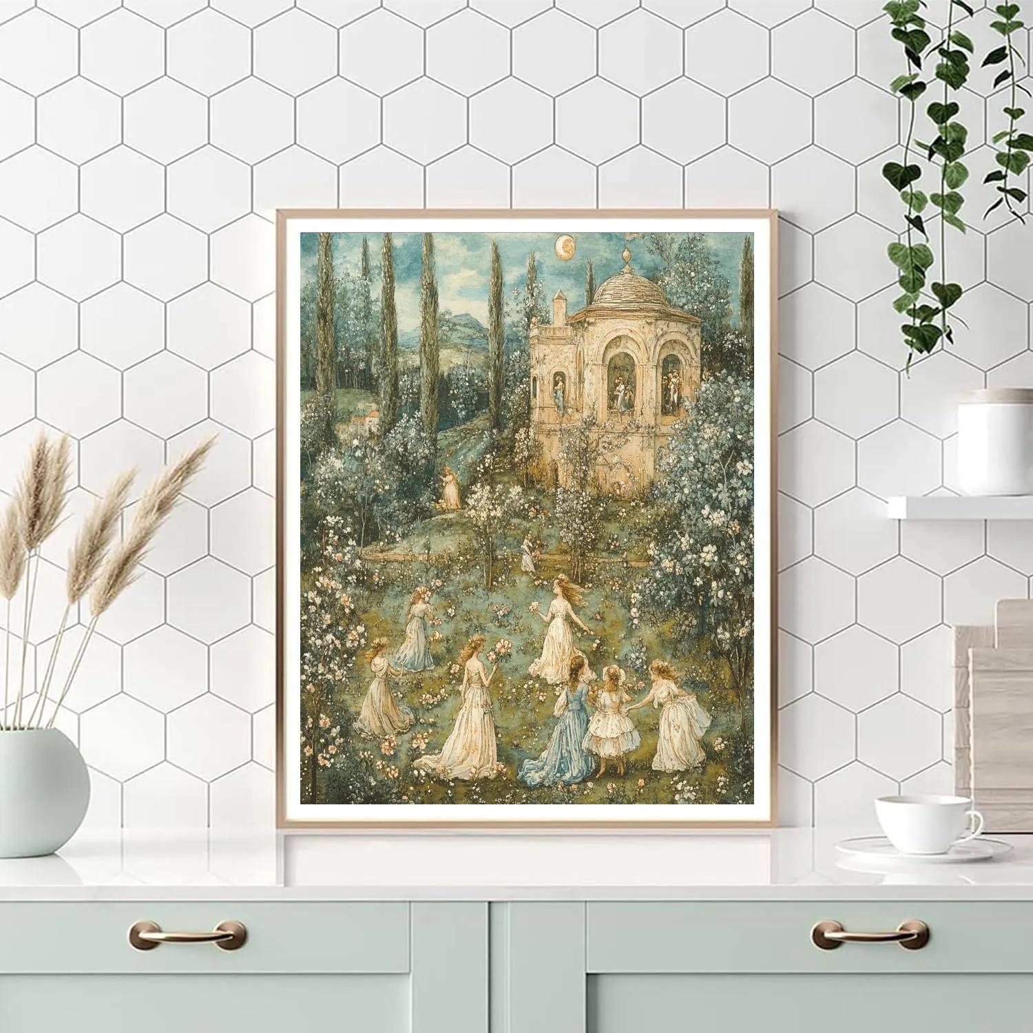 Botticelli Inspired Mythical Nymphs Number painting