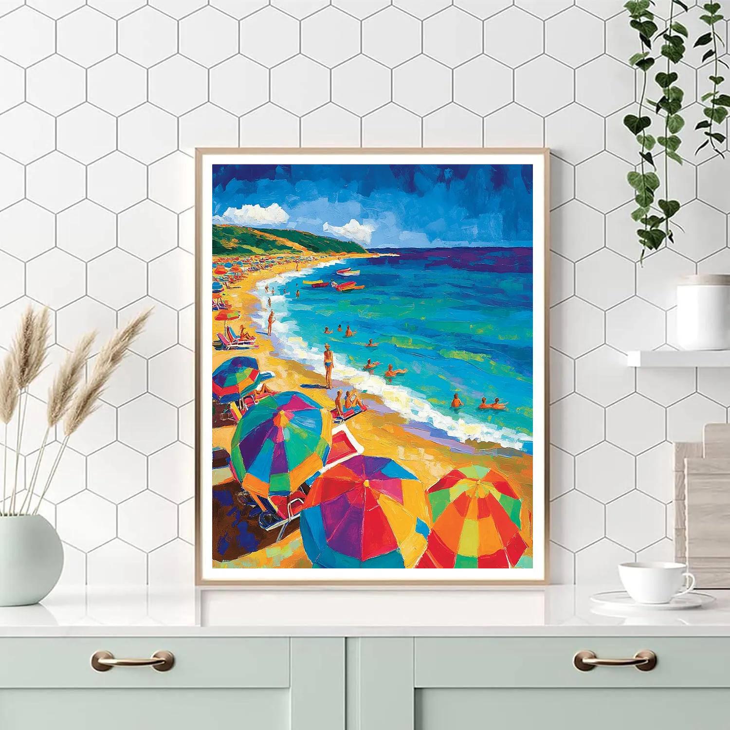 Hockney Inspired Bright Beach Day painting number kit