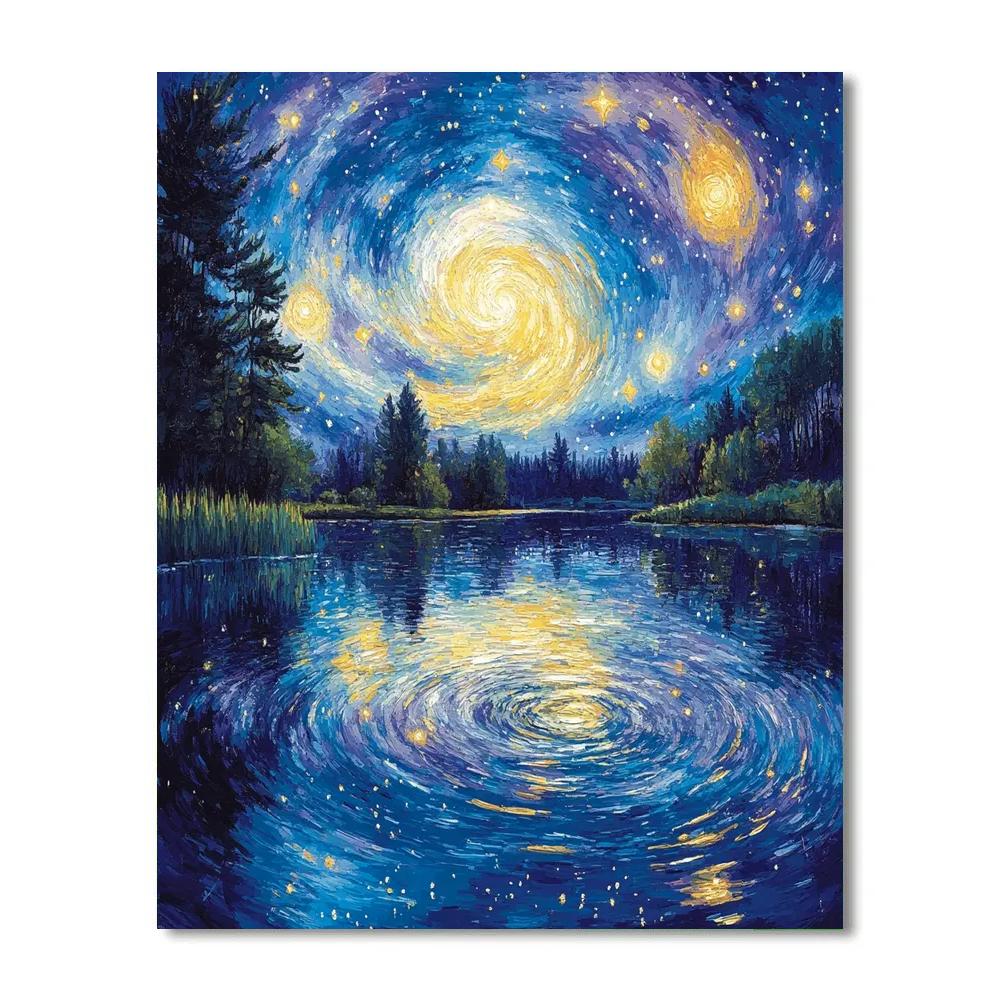 Van Gogh Inspired Starry Reflection Number painting