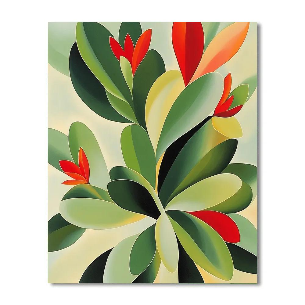 OKeeffe Inspired Abstraction Of Cacti paint by number