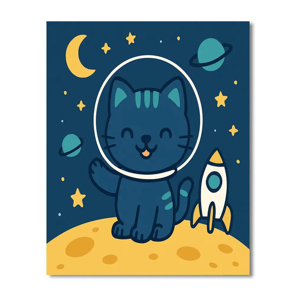 Starry Space Kitten Numbered painting kits