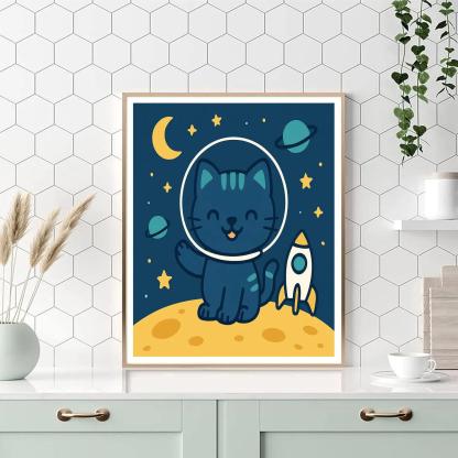 Starry Space Kitten Numbered painting kits