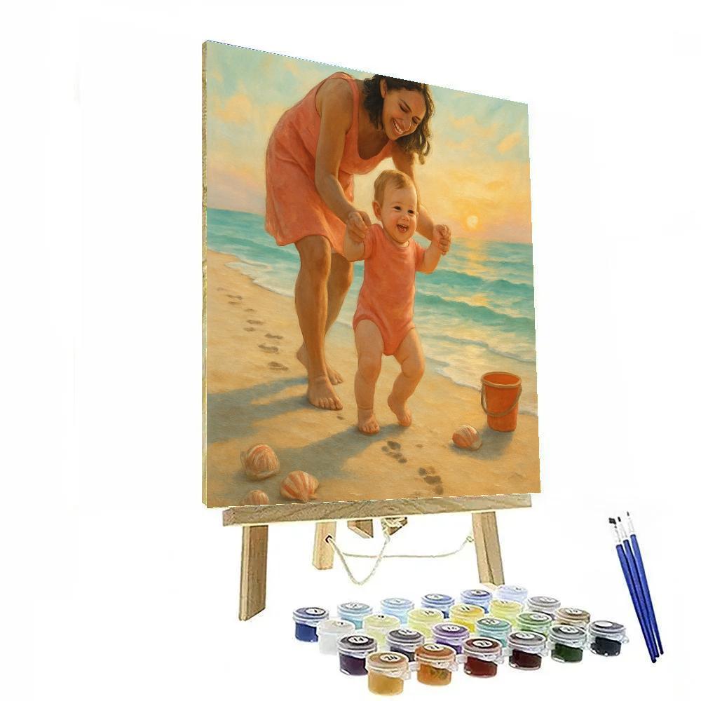 First Steps On Sandy Shore paint by color