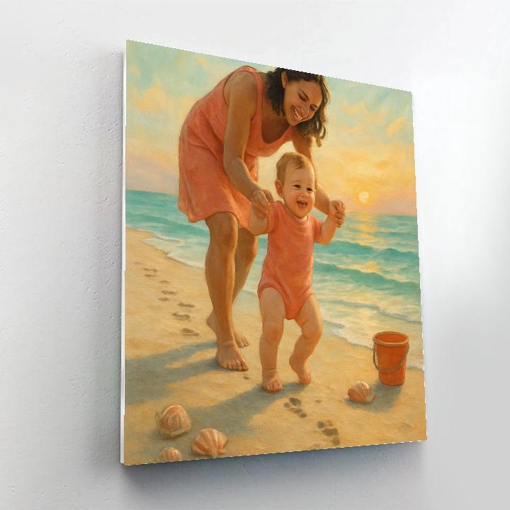 First Steps On Sandy Shore paint by color