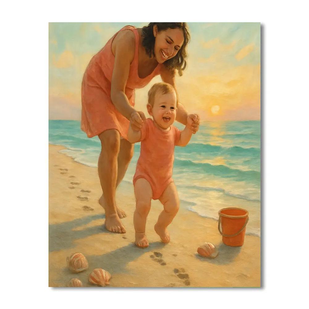 First Steps On Sandy Shore paint by color