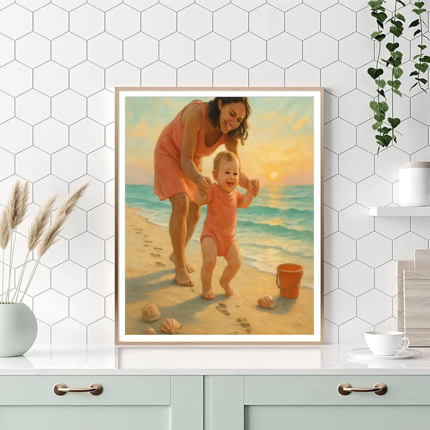 First Steps On Sandy Shore paint by color