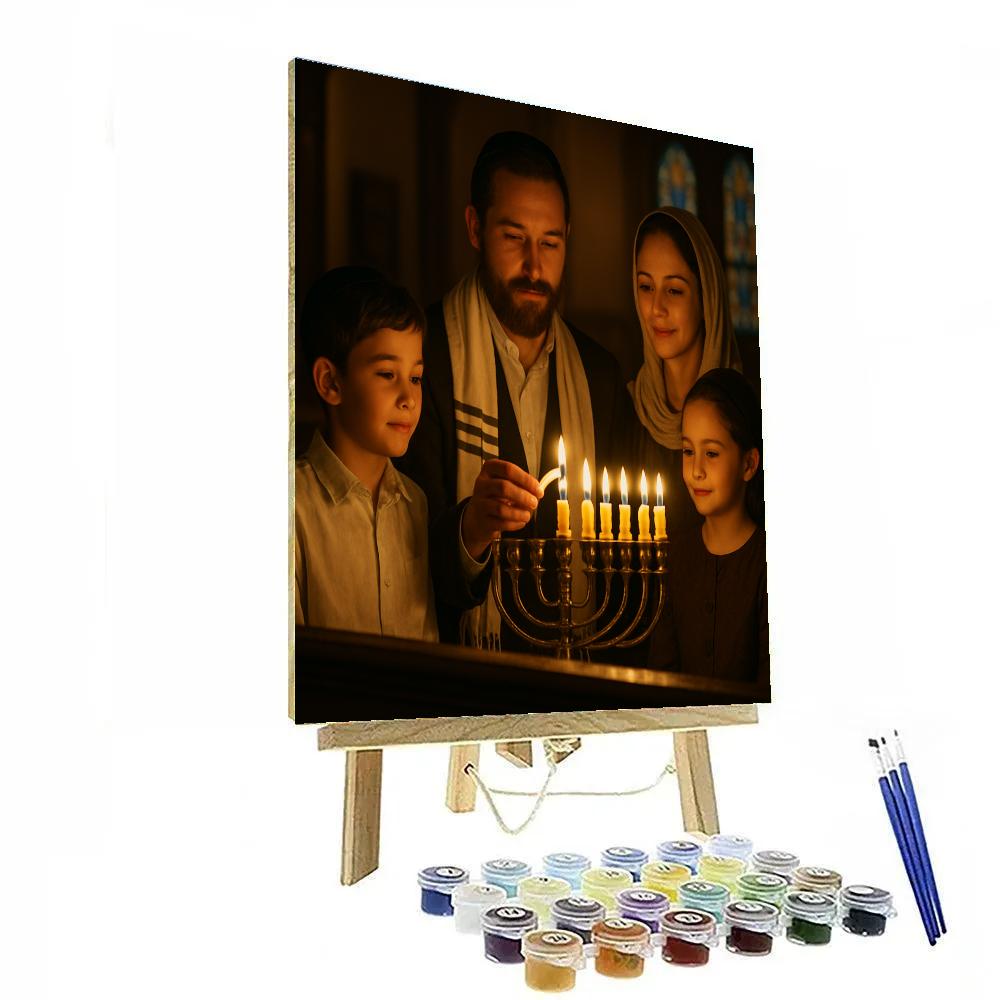 Hanukkah Candle Lighting Ceremony At Synagogue DIY paint by numbers