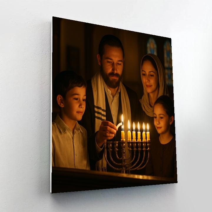 Hanukkah Candle Lighting Ceremony At Synagogue DIY paint by numbers