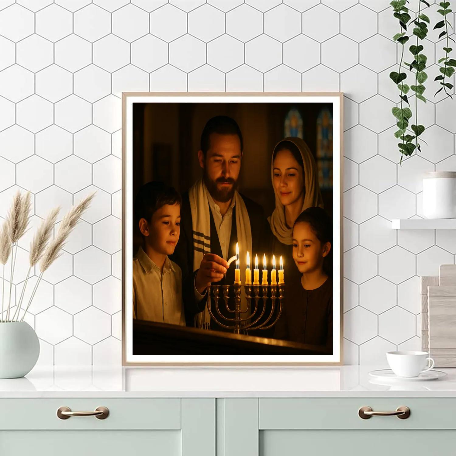 Hanukkah Candle Lighting Ceremony At Synagogue DIY paint by numbers