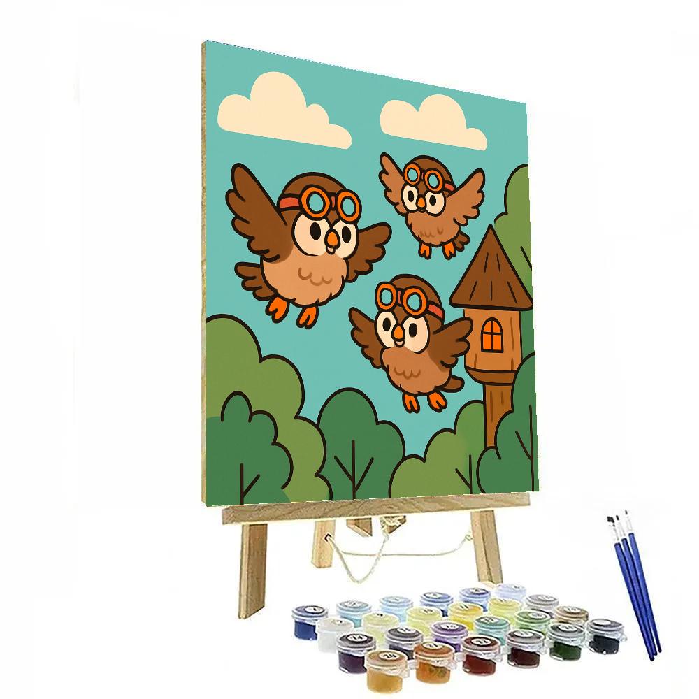 Flight School Owls Numbered painting kits