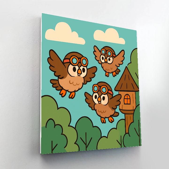 Flight School Owls Numbered painting kits