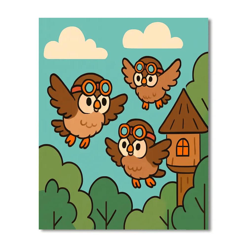 Flight School Owls Numbered painting kits
