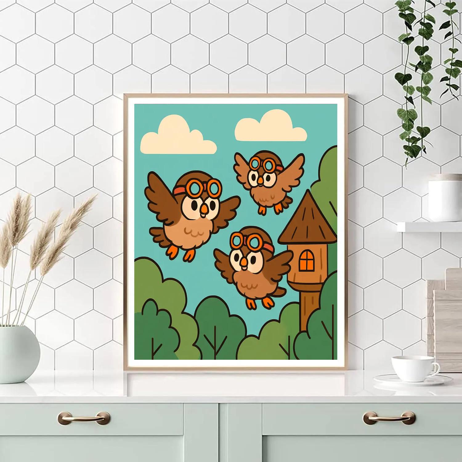 Flight School Owls Numbered painting kits