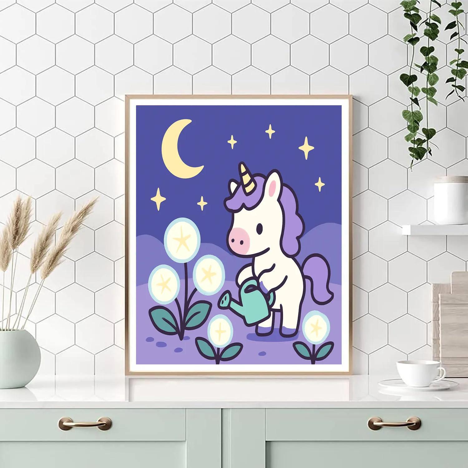 Moon Garden Unicorn Painting by numbers kit