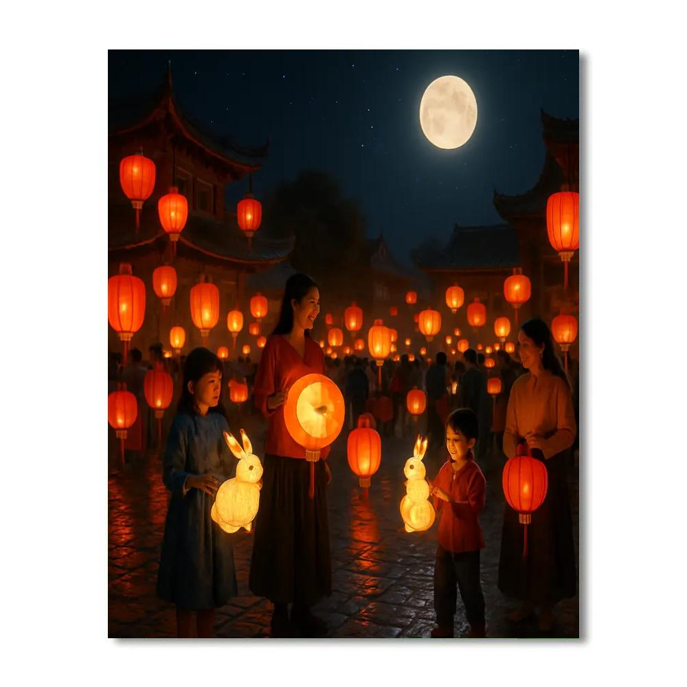 Chinese Mid-Autumn Festival Lantern Display paint by number