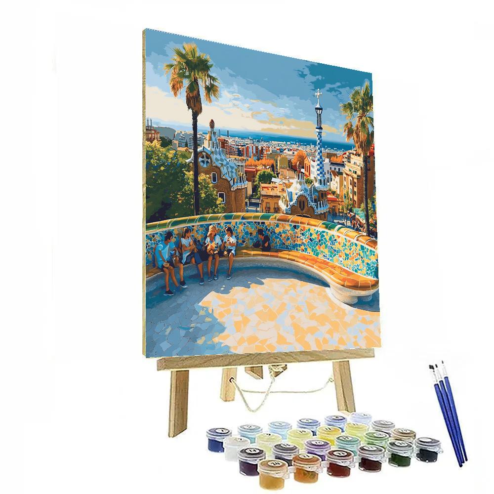 Park Guell Mosaic Terrace Barcelona Spain Paint by numbers kits