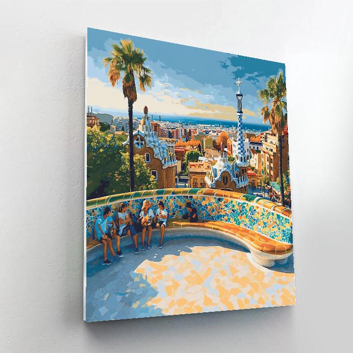 Park Guell Mosaic Terrace Barcelona Spain Paint by numbers kits