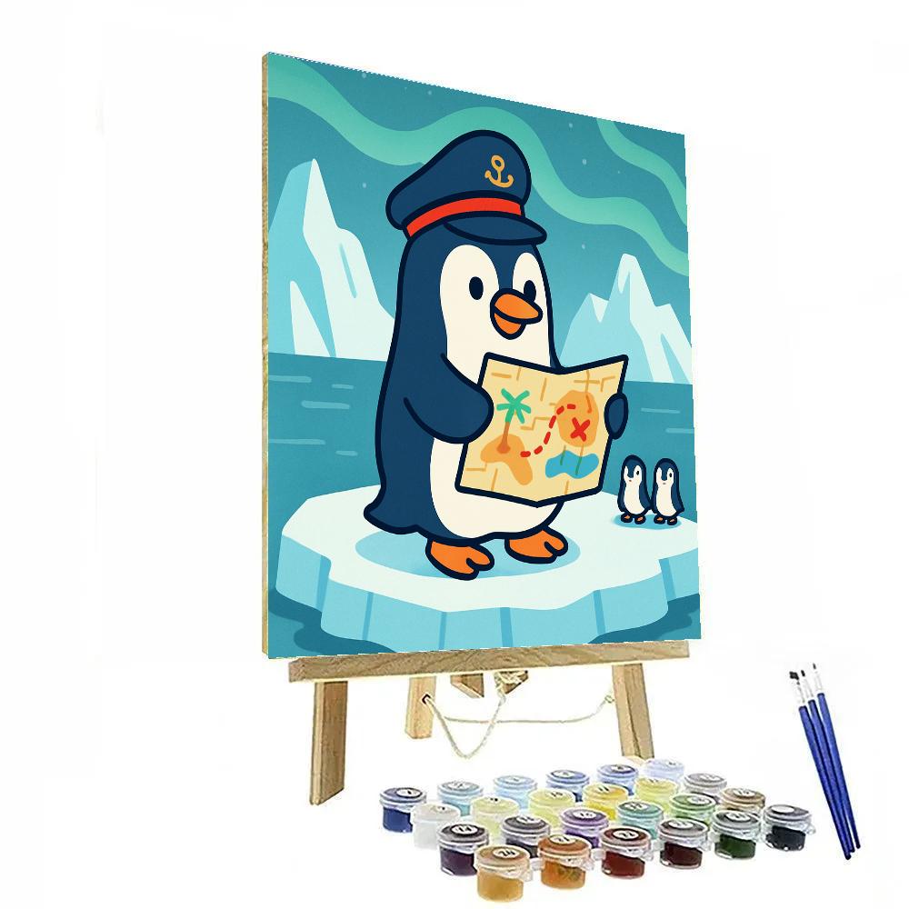 Captain Penguin And The Ice Map paint by numbers