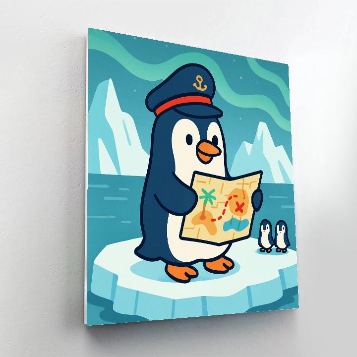 Captain Penguin And The Ice Map paint by numbers