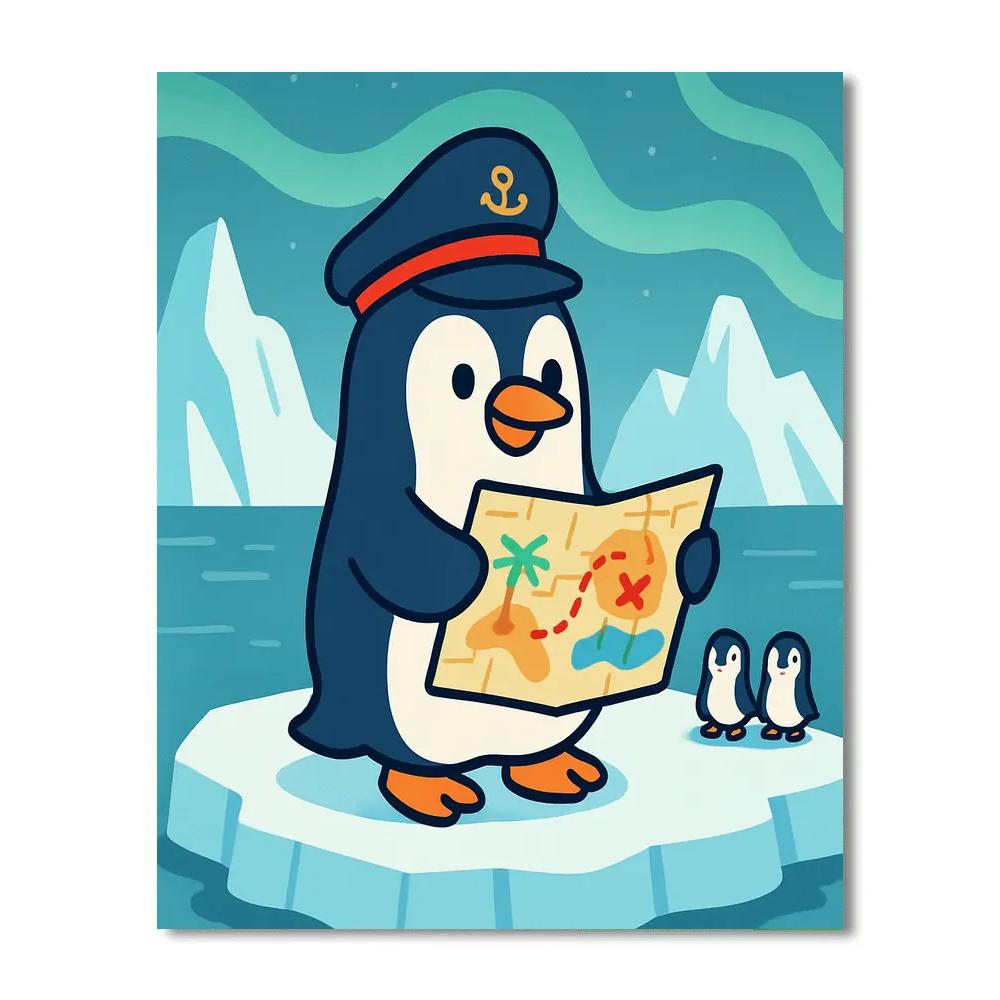 Captain Penguin And The Ice Map paint by numbers