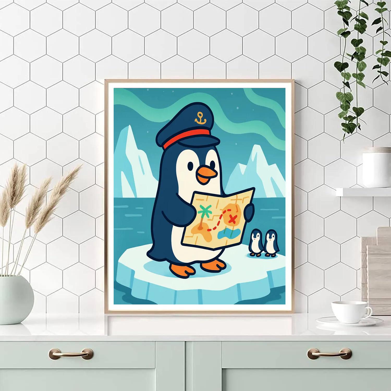 Captain Penguin And The Ice Map paint by numbers