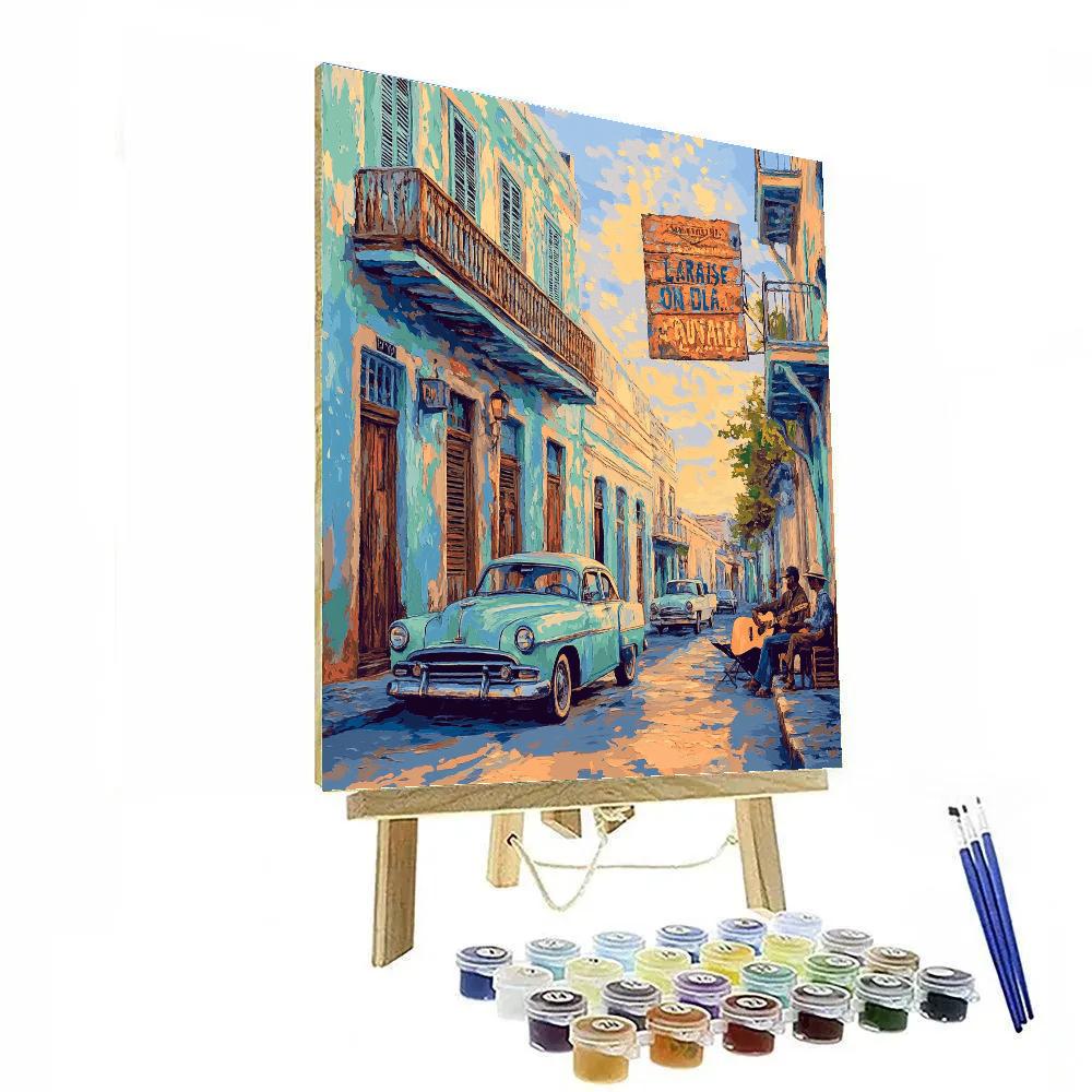 Old Havana Street Scene Cuba Painting by numbers kit
