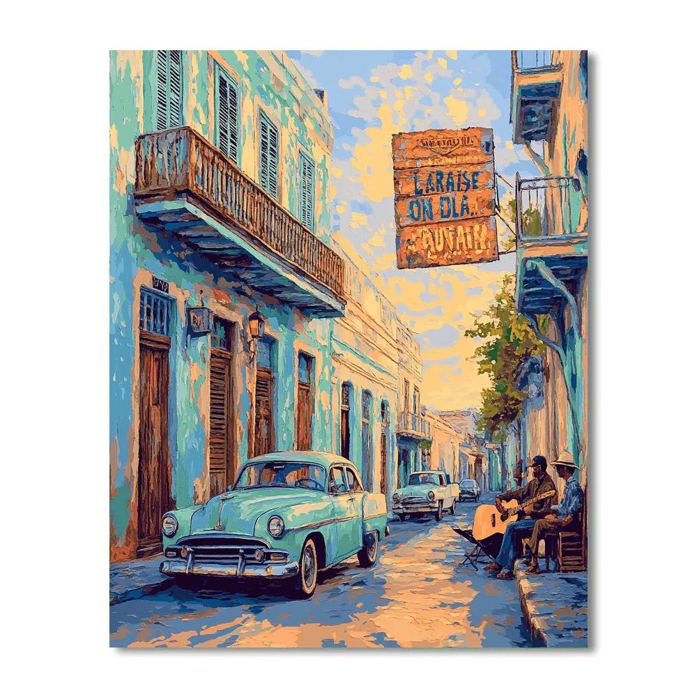 Old Havana Street Scene Cuba Painting by numbers kit