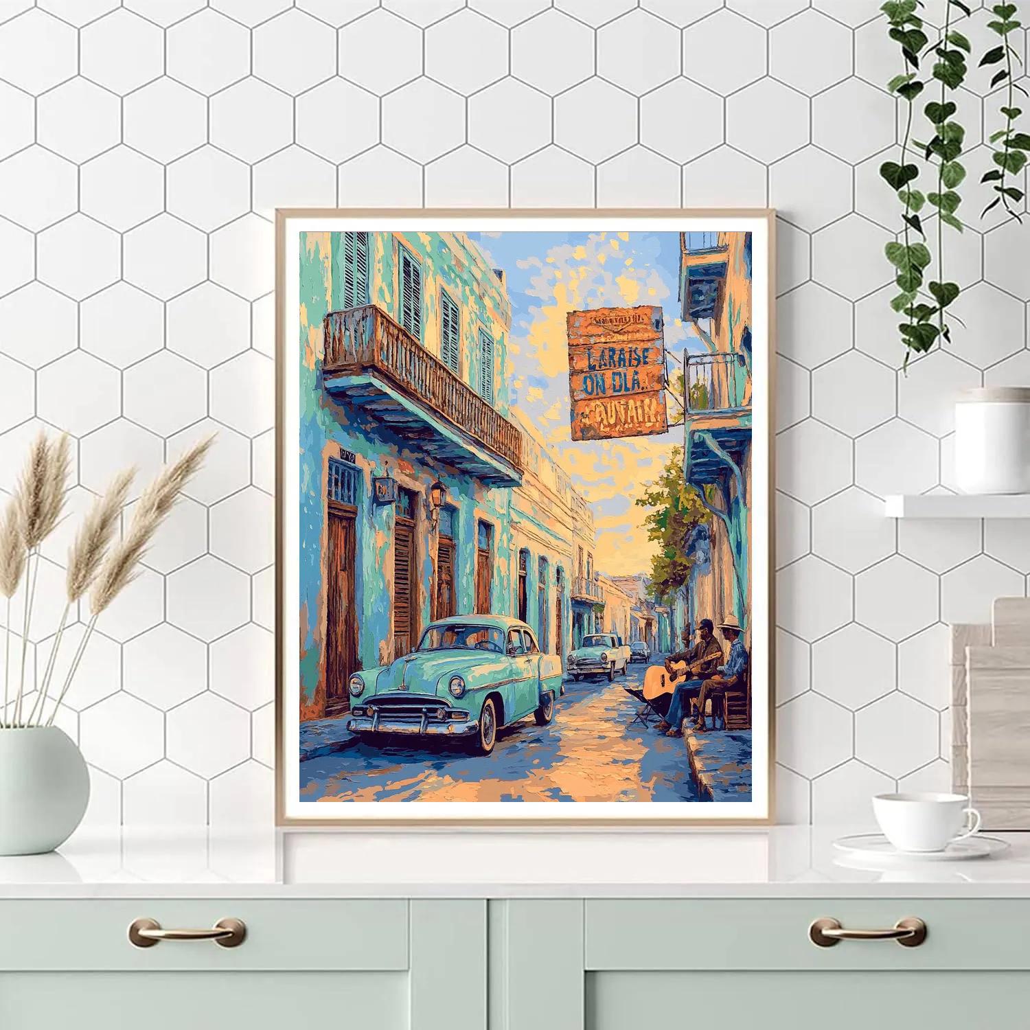 Old Havana Street Scene Cuba Painting by numbers kit