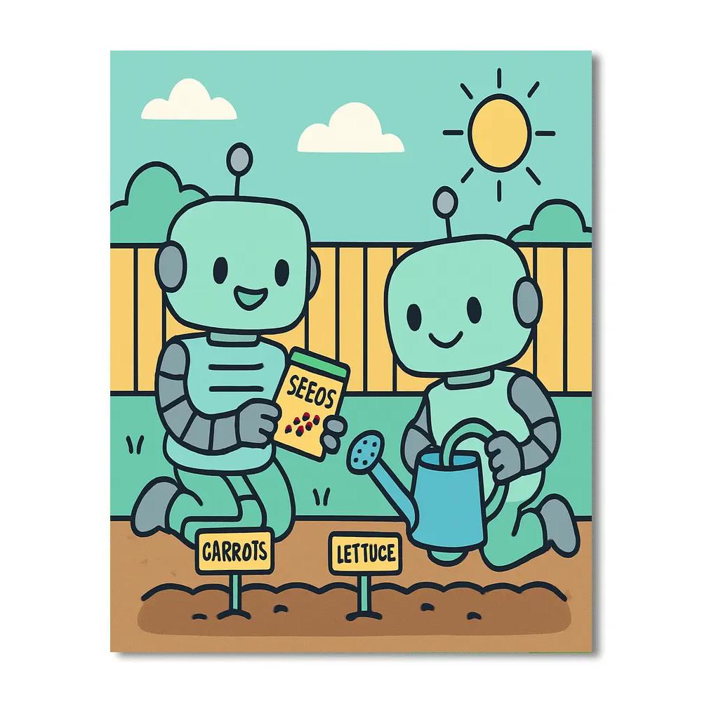 Robot Gardeners Painting by numbers kit