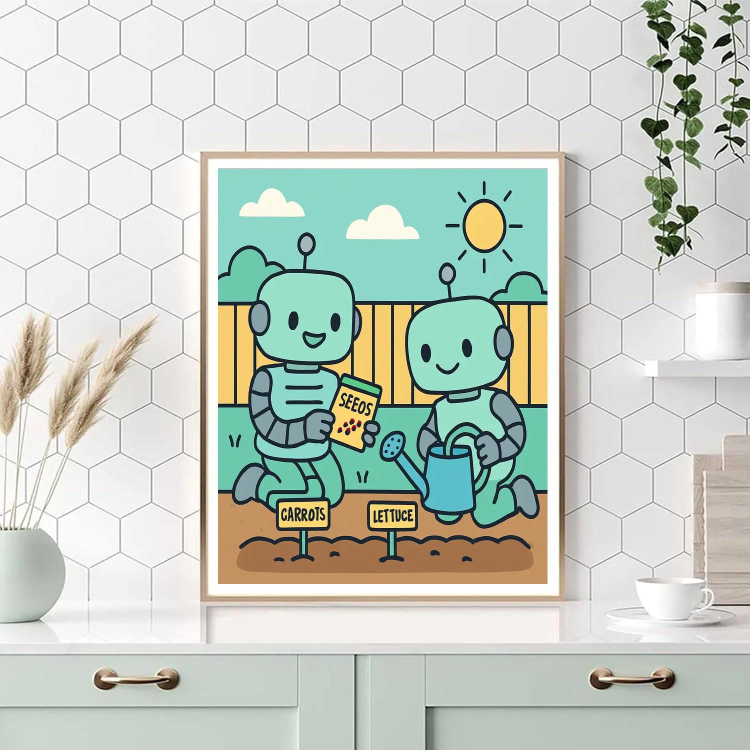 Robot Gardeners Painting by numbers kit