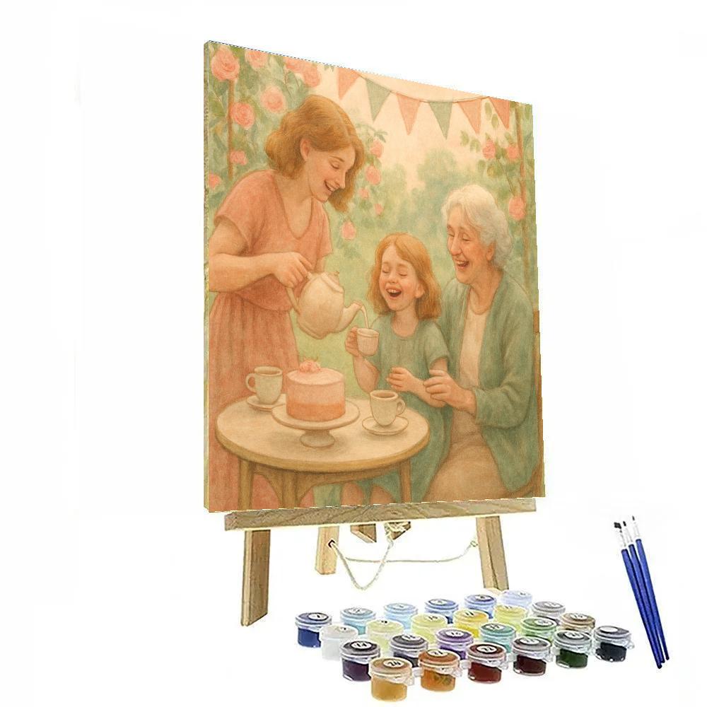 Garden Tea Party Two Generations Number painting